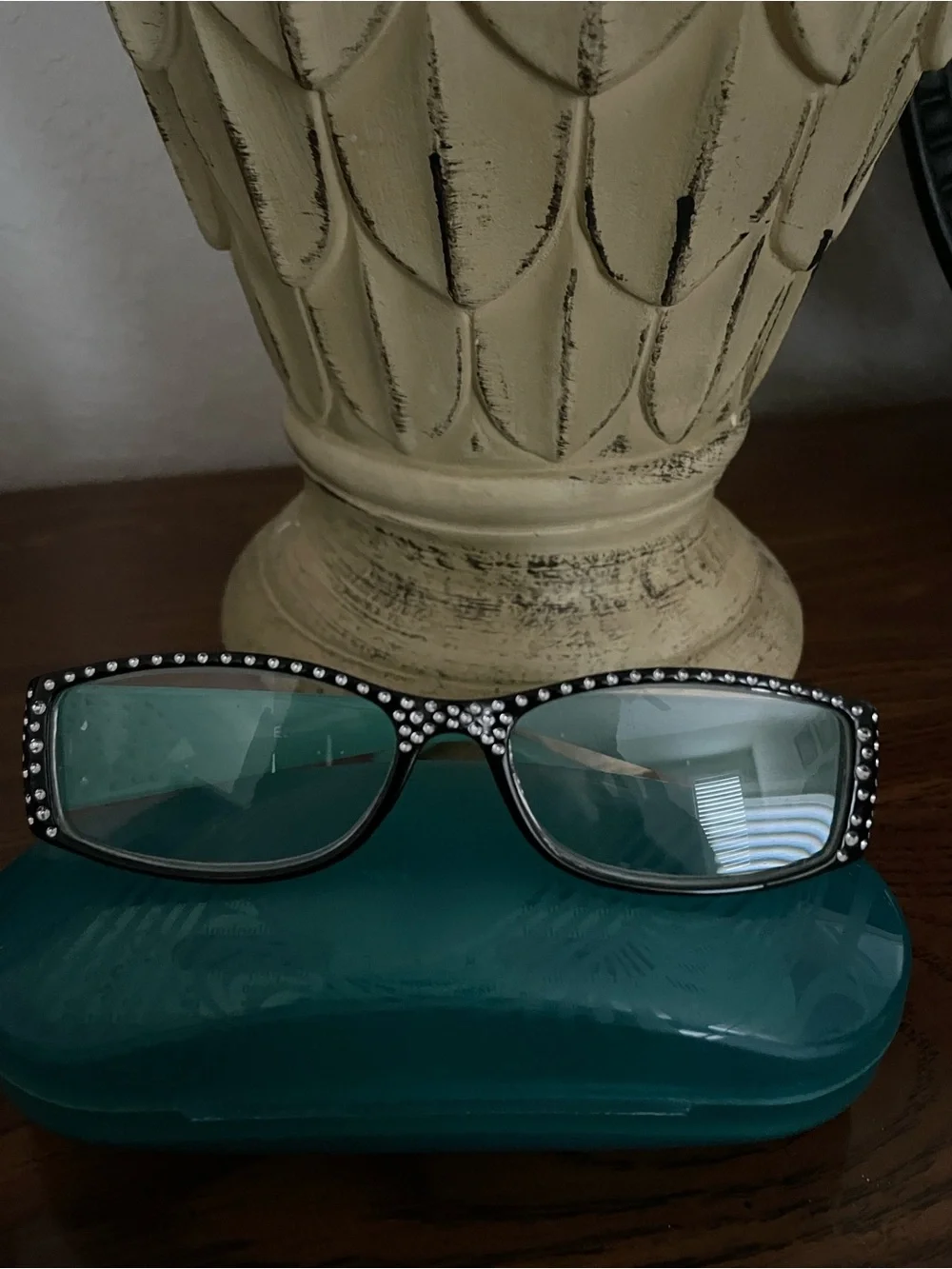 Just a little Bling Rhinestone Accent Black Reading & Green Eye Glasses Frame